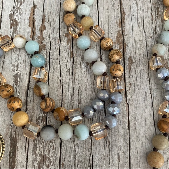 Natural stone beaded necklace and earring combo - Picture 5 of 5